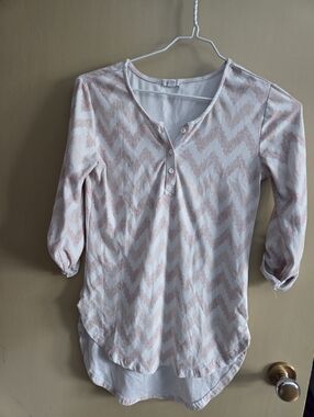 Ardene Light Pink & Off-White Henley Top